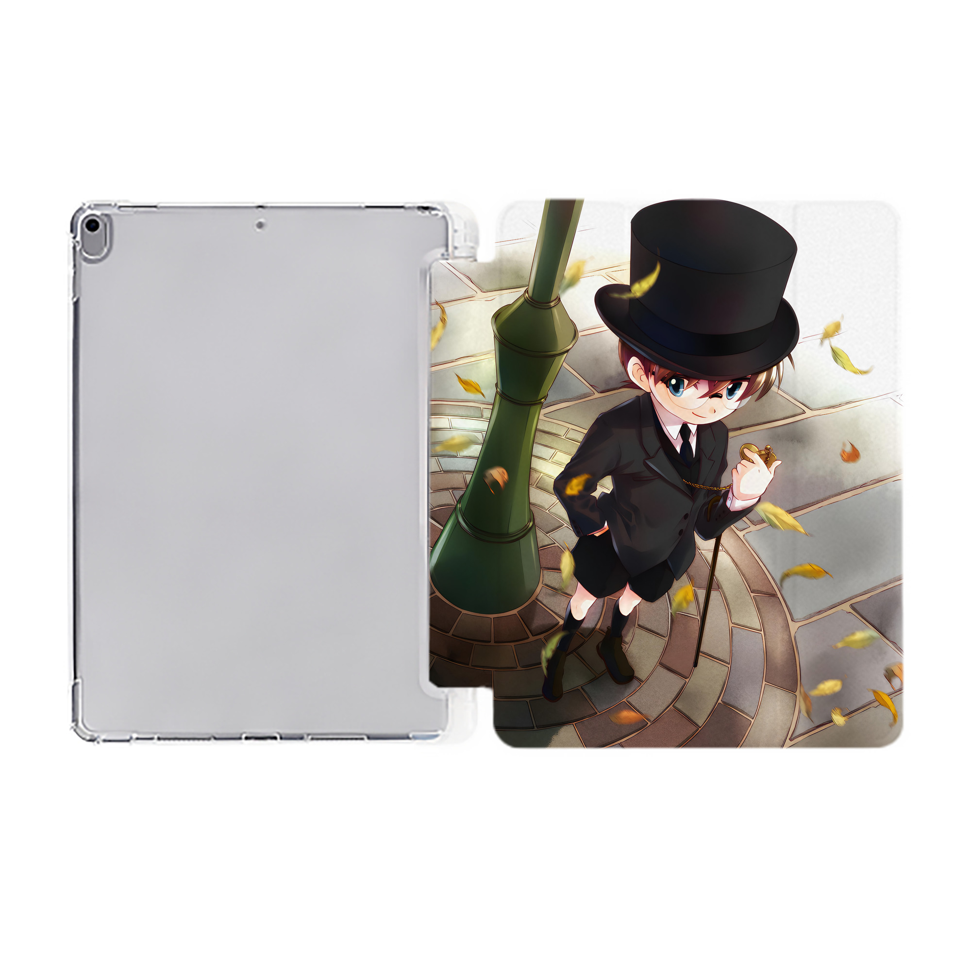 （画像用） 名探偵コナン Detective Conan IPad ケース ペン収納付き 三つ折りスタンド PUレザー×シリコン 対応機種9.5/10.5/10.9インチ